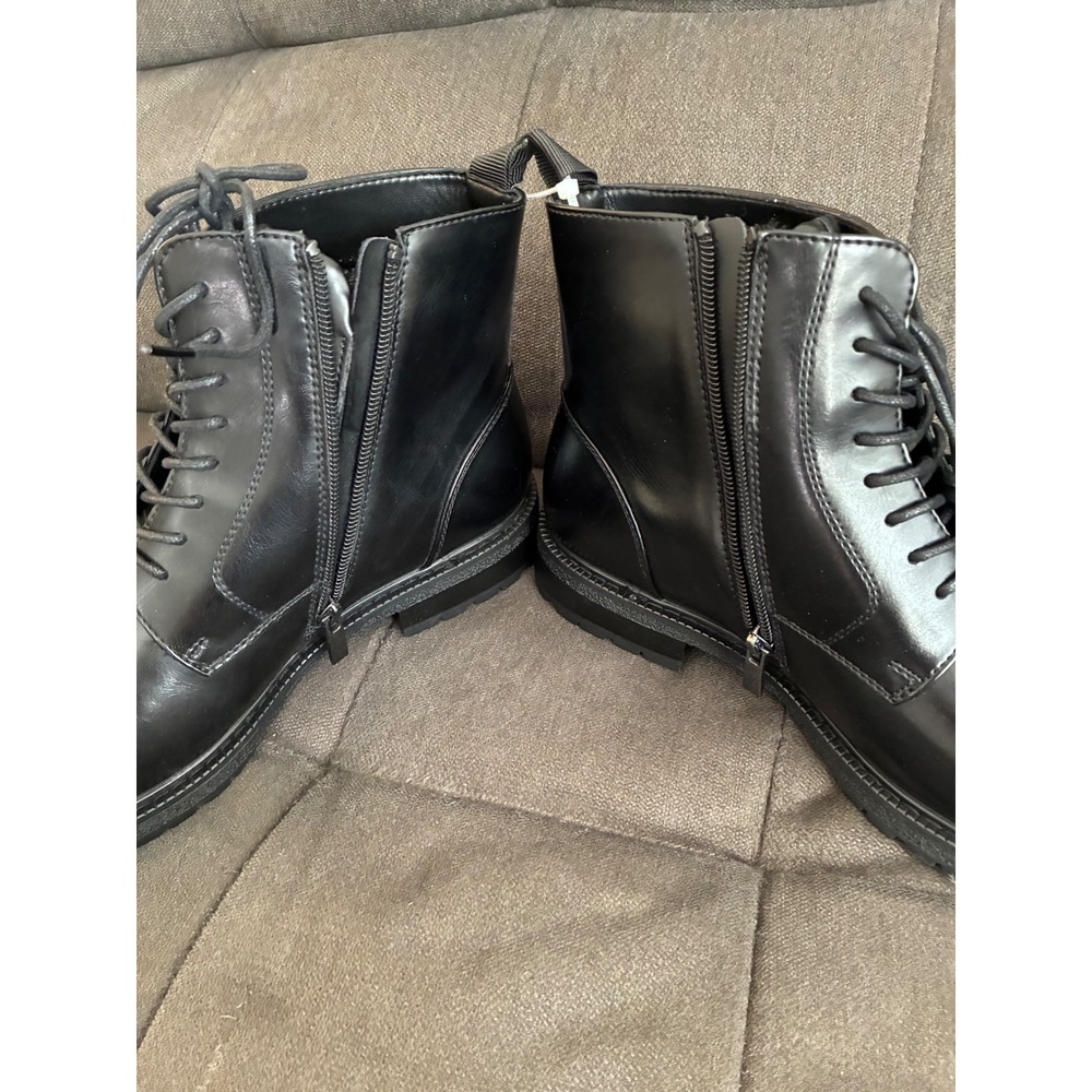 Madden NYC Combat Boots Mens 11.5 Black Side Zip Lace Up Lug Sole Ortholite New - Picture 7 of 10